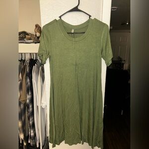 Olive Green Short Sleeve Women's Dress